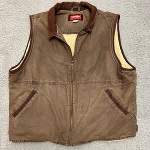 Vintage Wrangler Hero Vest Mens XL Sherpa Lined Brown Corduroy Collar Casual